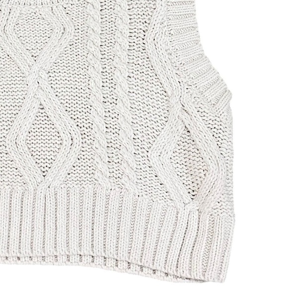 NWT Princess Polly Carey Cream beige Cable Knit cropped vest ribbed hems small - Picture 4 of 8